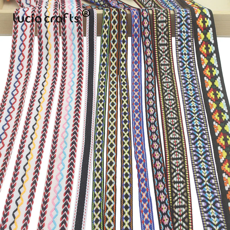 

2Yards 10/12/20/25mm Ethnic Vintage Embroidered Ribbons Fabric DIY Headwear Garment Bag Decoration Sewing Accessories Q0706