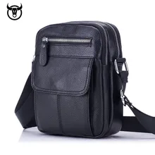 Bandolera de piel auténtica Vintage para hombre, de piel de vaca, informal, multifunción, pequeña, para hombre