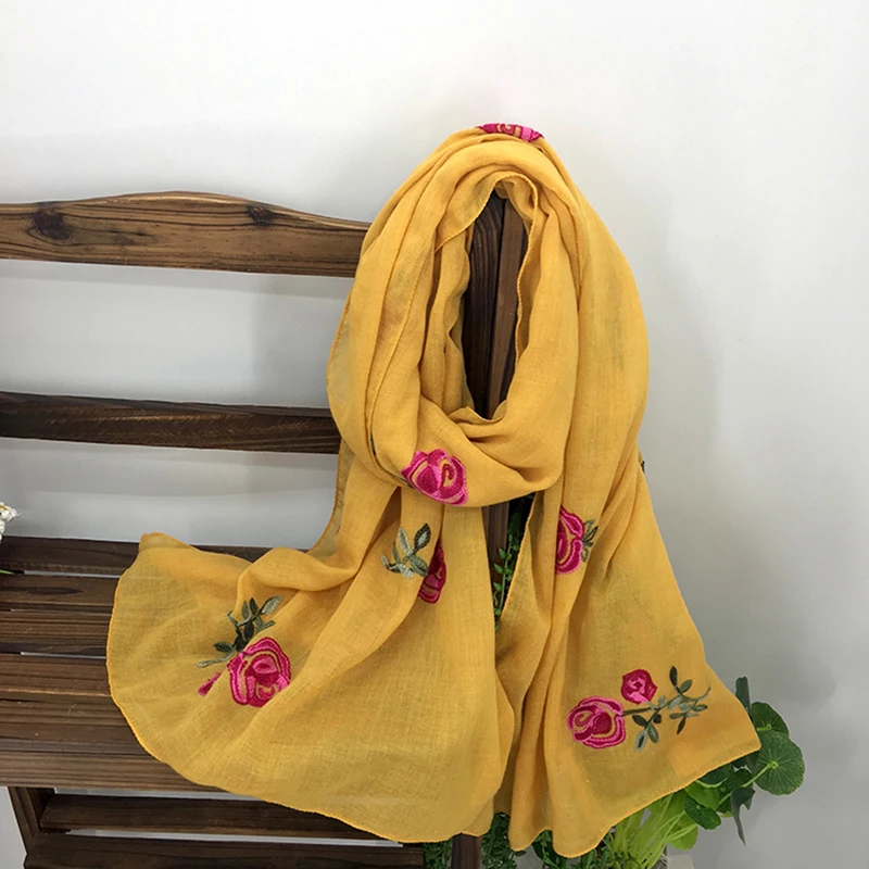Fashion Women Small Floral Embroidery Scarves Shawl Hot Sale Big Size