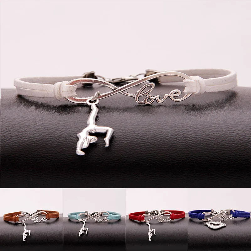 10 шт./лот) 18 цветов Бесконечная любовь гимнастика Шарм Плетеный браслет и браслеты ручной работы Фитнес ювелирные изделия для женщин мужчин браслет