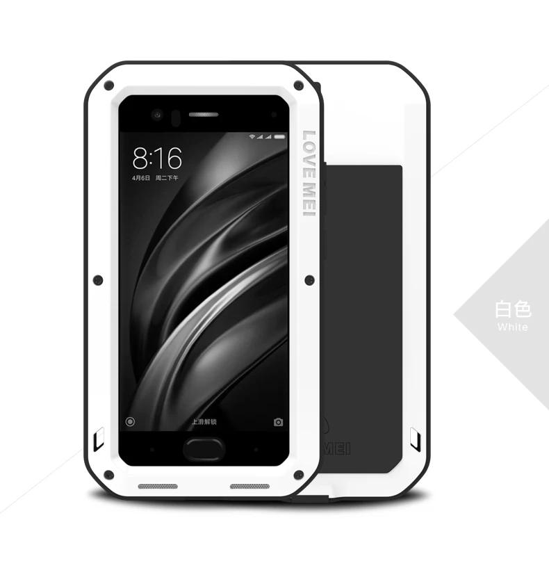

Original Love Mei Powerful Case For xiaomi 6 mi6 Waterproof Shockproof Aluminum Case Cover For Xiaomi Mi 6 free Tempered Glass