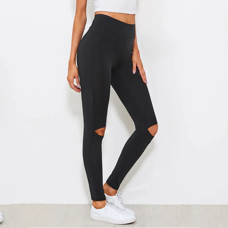 

2019 Yoga Pants Women Sport Leggings Gym Sexy Hollow Hole Sports Pants Ladies Solid Tight Elastic Running Fitness Leggings