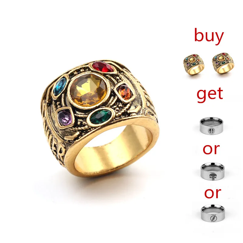 Marvel Avengers Infinity War Thanos Ring Men Size 8-12 Fashion Jewelry Thanos Power Crystal Ring Dropshipping