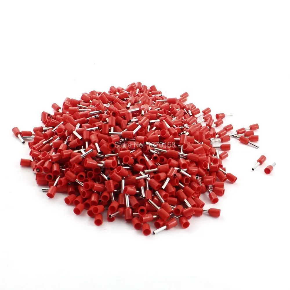 

1000 Pieces E1508 1.5mm2 kawat merah terisolasi Tublar tabung berakhir terminal