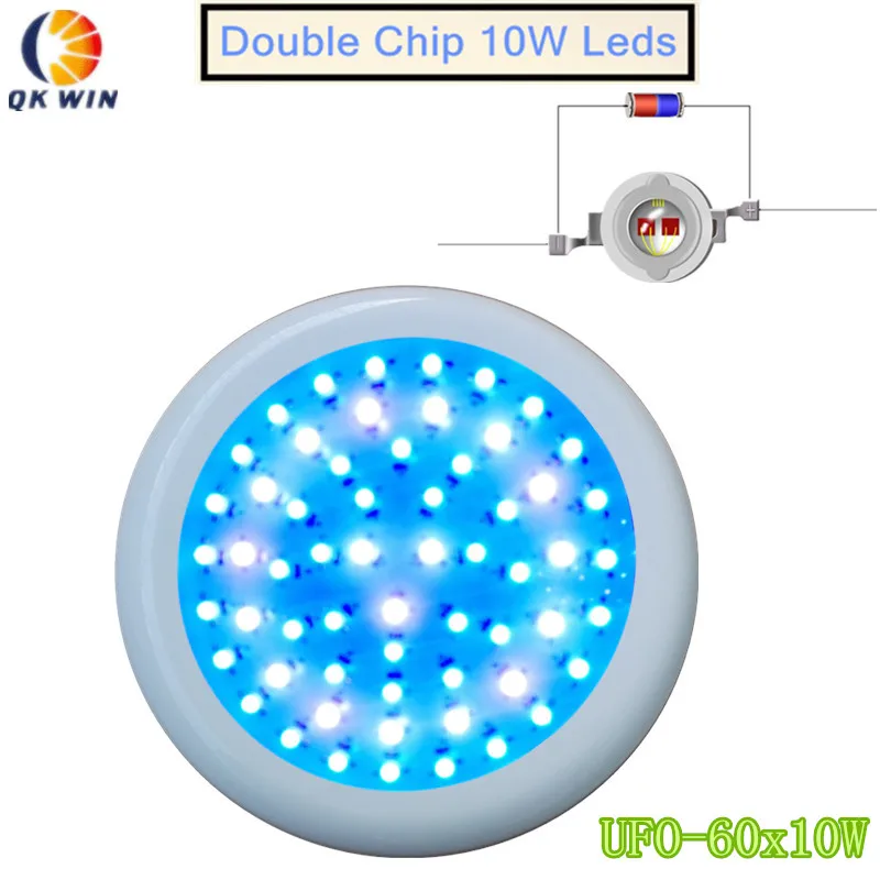 

Free shipping Super UFO 600W Led grow light built With double chip 10W leds for hydroponics lighting dropshipping