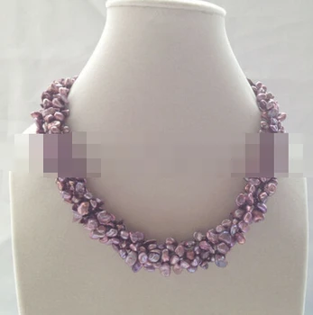 

02672 5row purple red Reborn Keshi baroque freshwater pearl necklace