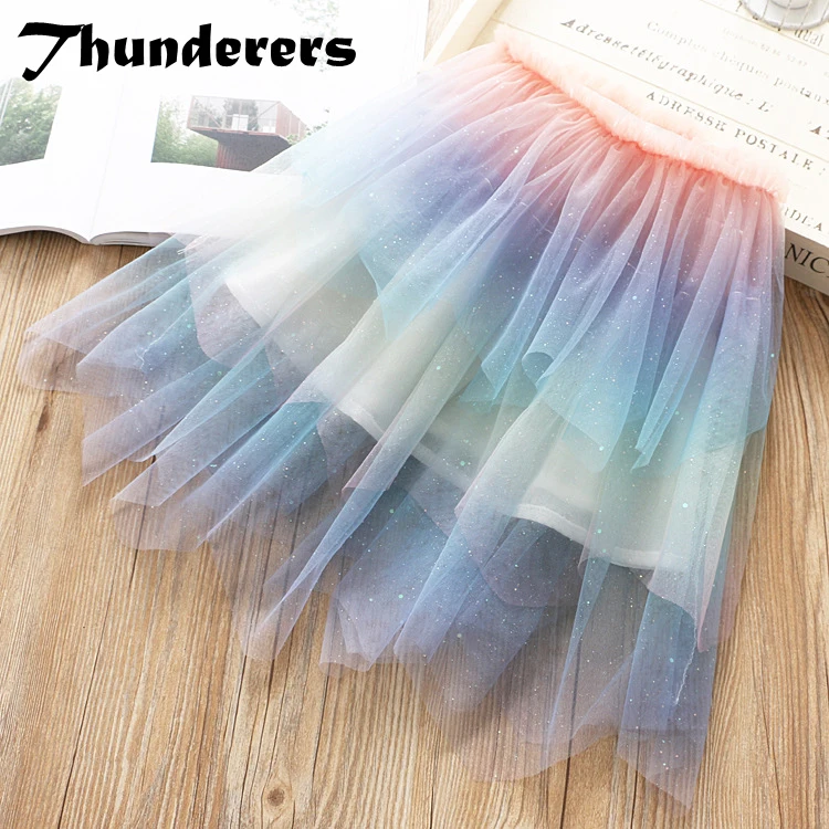 

Thunderers Fashion Summer Kids Skirt Mesh Sequines Girl Skirt Birthday Party Colorful Toddler Baby Clothing Girl Clothes 24M-6Y