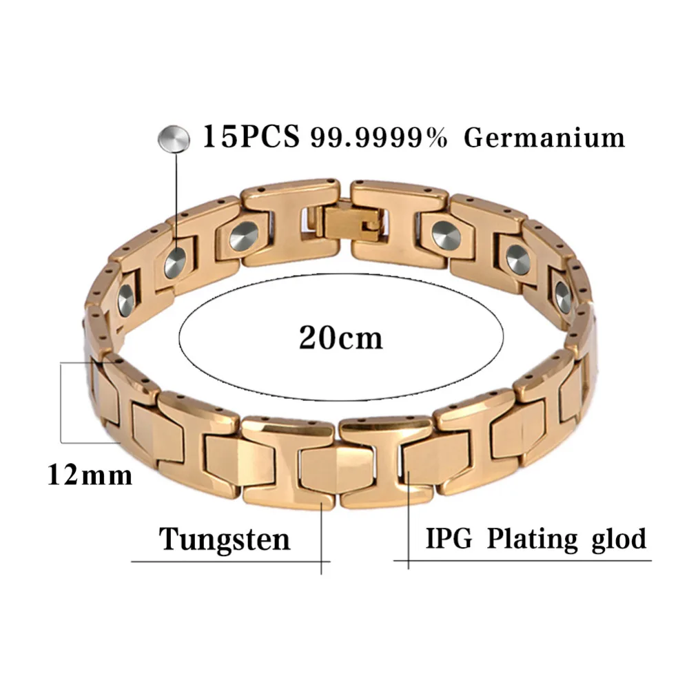 

Hottime Luxury 15 PCS 99.9999% Germanium Bracelet Men Chain Link Health Energy Magnetic Tungsten steel Bracelets Bangle 10146