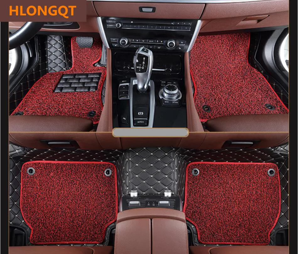 

HLONGQT Floor Mats For BMW 3 series E90 318 320 325 2005-2012 Foot Step Mat High Quality 2 Layer Embroidery Leather+Wire coil