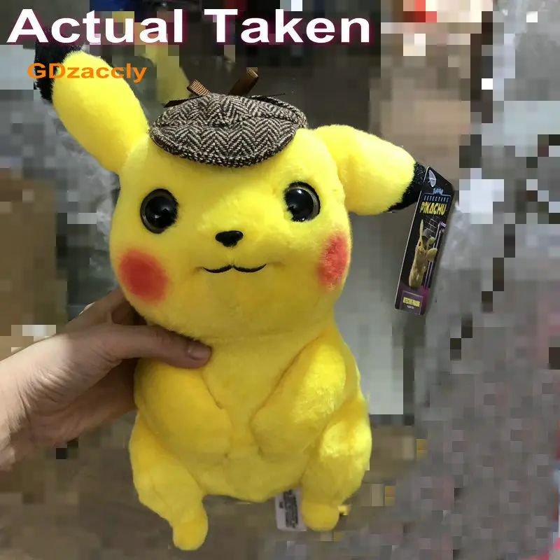Пикачу детектива knuffel Япония Аниме поппен мягкие игрушки игра Figuur поп для Jongen Hoed