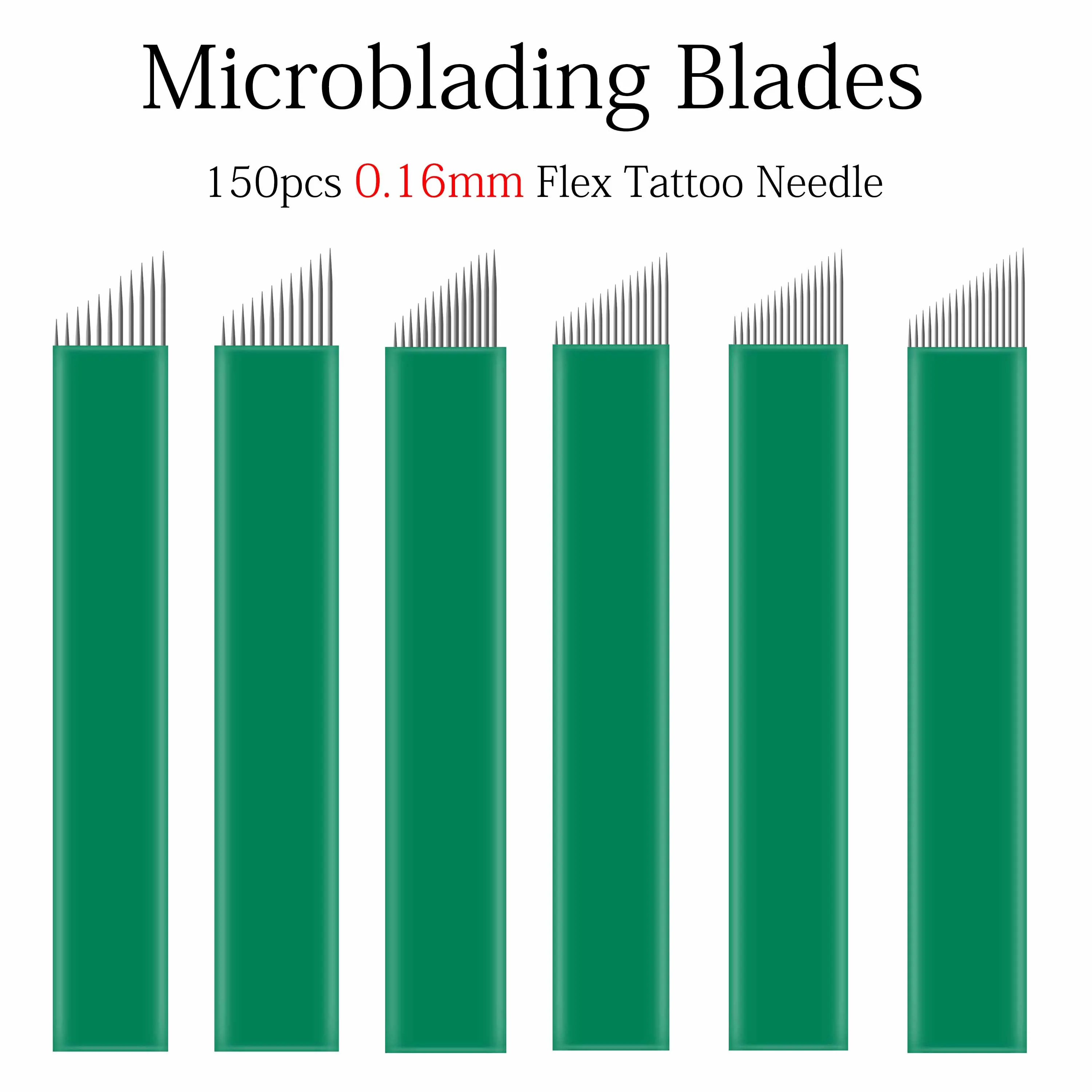 150 шт. зеленый 0,16 мм пластинки мануального татуажа бровей Иглы 12/14/16/17/18 шпильки лезвие для татуажа иглы для постоянный ручка для