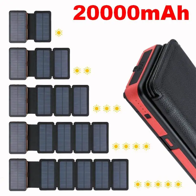 20000mAh светодиодный Банк солнечной энергии складной портативный солнечный Панель Солнечное зарядное устройство Внешний аккумулятор на солн... 20000mAh светодиодный Банк солнечной энергии складной портативный солнечный Панель Солнечное зарядное устройство Внешний аккумулятор на солн...