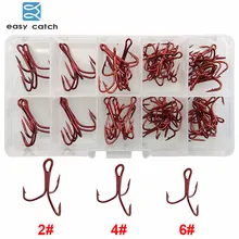 Kolay Yakalama 50 adet/takım Tiz Balıkçılık Kanca Kırmızı Küçük Kısa Saplı Ekstra Geniş Aralıklı Üçlü Sert Yem Kaşığı Fishhooks Seti kutu ile