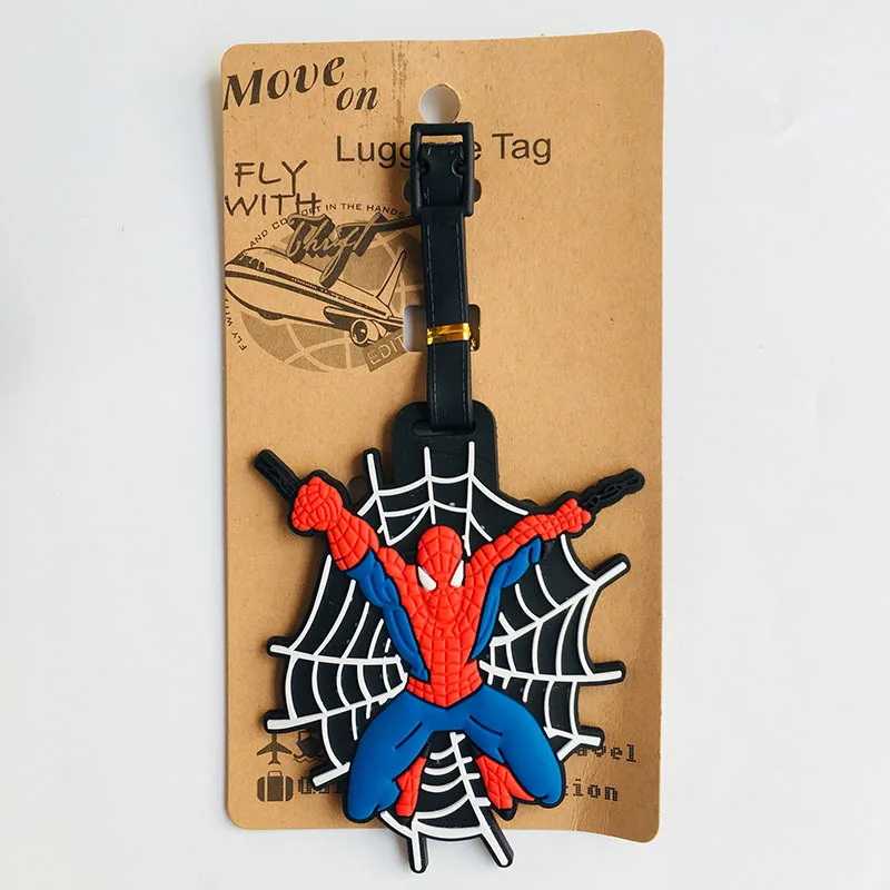 Мстители брелок ПВХ брелок человек паук Железный человек Бэтмен Супермен Капитан Америка Дэдпул багажная бирка посадочный талон мультфильм - Цвет: 1