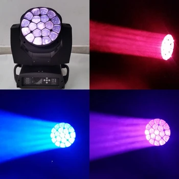 cheap Nieuwe Aankomst 19*15W Rgbw 4IN1 Zoom Grote Bee Eye Led Moving Head Light Stage Event DMX512 Wassen beam Moving Head Dj Disco Licht