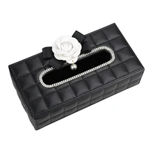 Камелии автомобиль коробка ткани Украшенные стразами Авто держатель ткани блок типа ткани Бумага коробка висит автомобиль стиль аксессуары для девочек