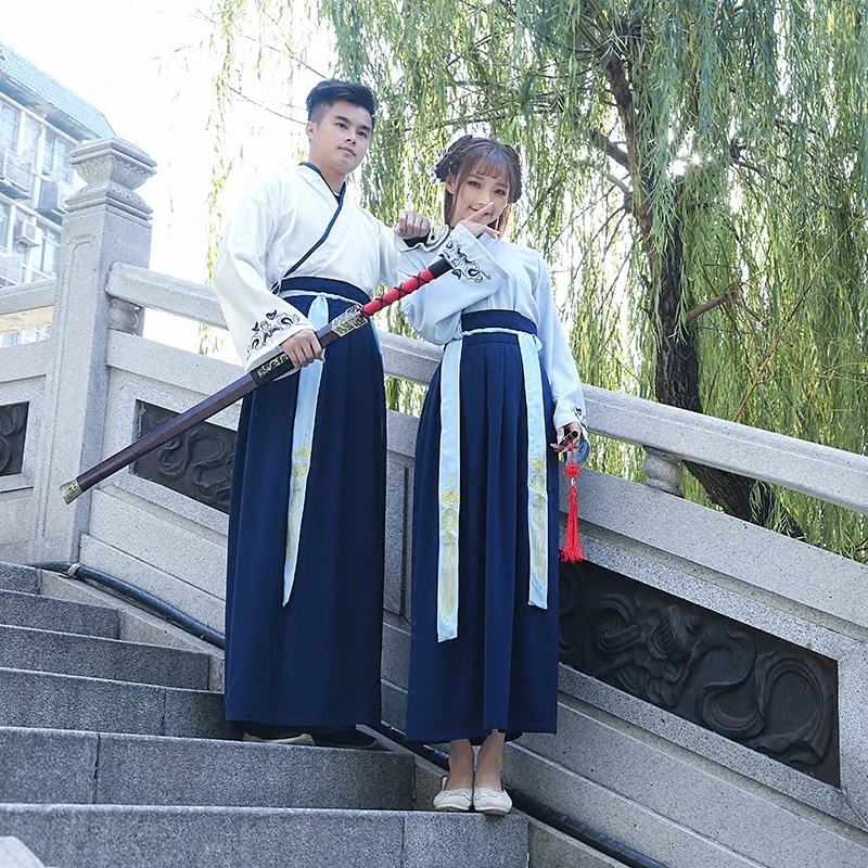 Мужской традиционный фехтовальщик Hanfu одежда для женщин династия ханьфу, косплей старинный китайский Костюм Восточный халат сценический наряд 90