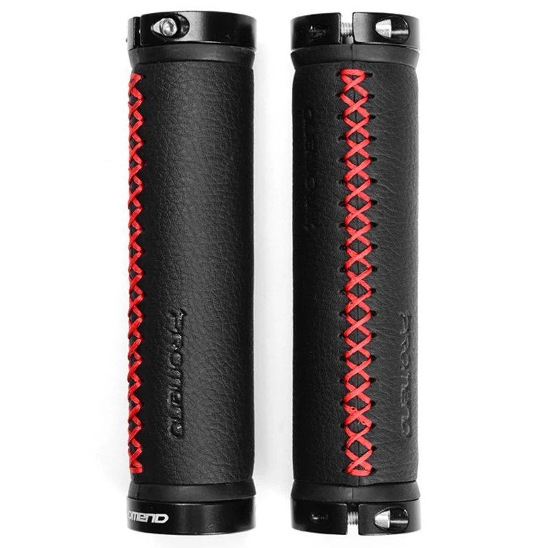 

New 2pcs 127g Leather Bicycle Grips MTB Road Bike Aluminiu Grip End bar Fixed Bike Parts Bar ends Cycling Handlebar Anti skid