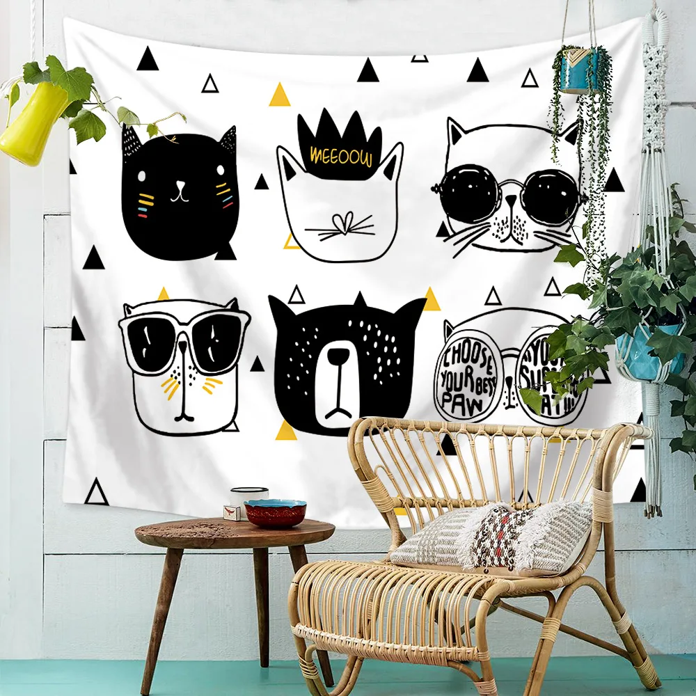 Us 14 8 26 Off 2018 Creative Cartoon Cat Multifunction Tapestry Bed Sheets Ceiling Beach Towel Home Decoration Cloth Background Hanging Cloth In