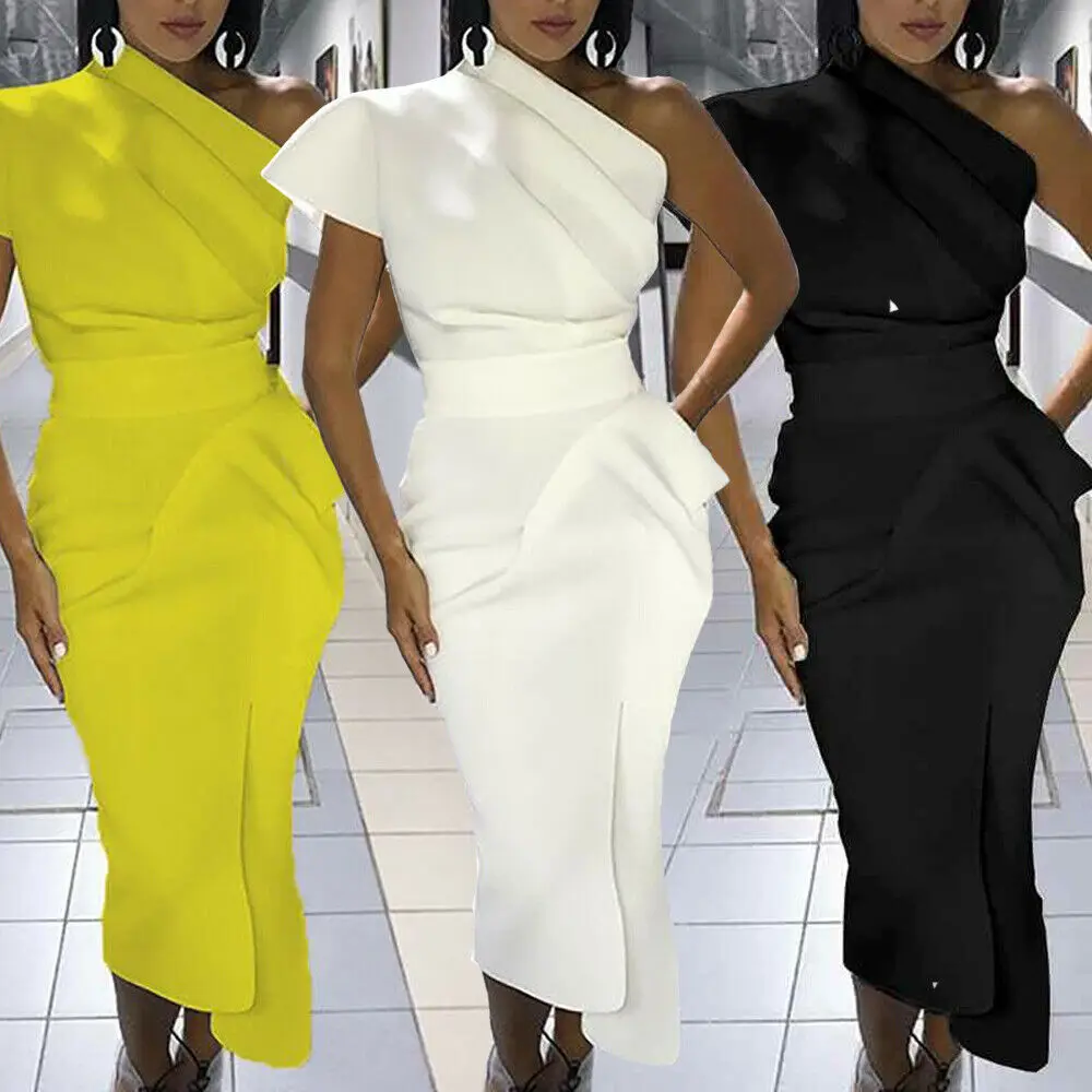 

Elegant New Women Fashion Hot Unique Design Bandage Bodycon Party Formal Work Office Elegant Midi Dress Simple Clothes