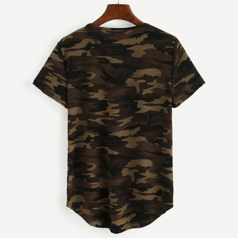 

New CasualWomens Summer Camouflage Printed Short Sleeve O-Neck T-Shirt Army Camo Cotton Blend Tee Tops