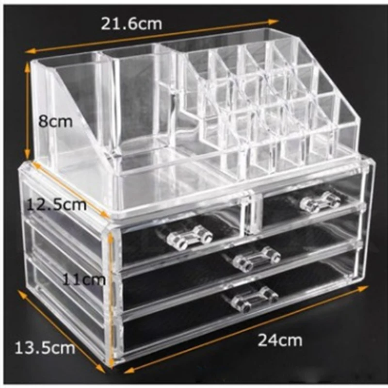 Acrylic transparent Makeup Organizer Storage Boxes Make Cosmetics Brush Organizer home  Drawers Cotton Swabs Stick Storage case