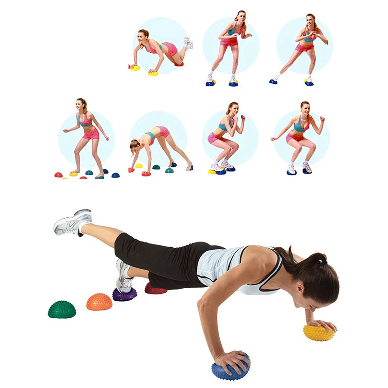 Yoga Half Ball Fitness Equipment Kids Elder Durian Massage Mat Exercise Balance Point Gym Yoga Pilates Ball Rubber massage ball agility training ball fitness ball