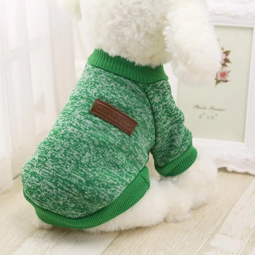 Горячая Распродажа, одежда для маленьких собак, зимнее теплое пальто, свитер для щенков, чихуахуа, дешевая одежда, Roupa Para Cachorro#15 - Цвет: Green