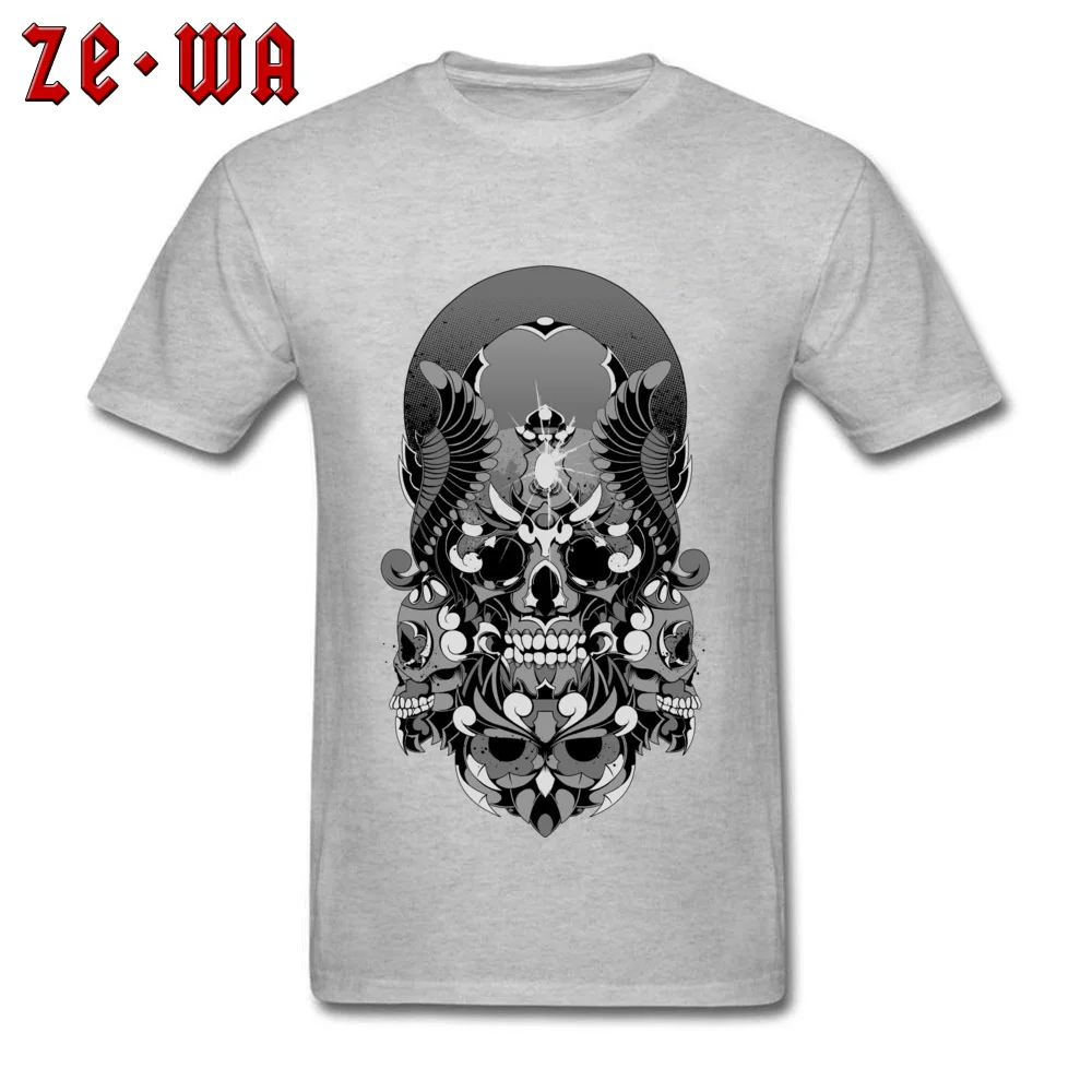 Geek Skull Owl Statue Man Top T-shirts Funny Mother Day Short Sleeve Crew Neck 100% Cotton Tops Tees Design Tops T Shirt Skull Owl Statue grey