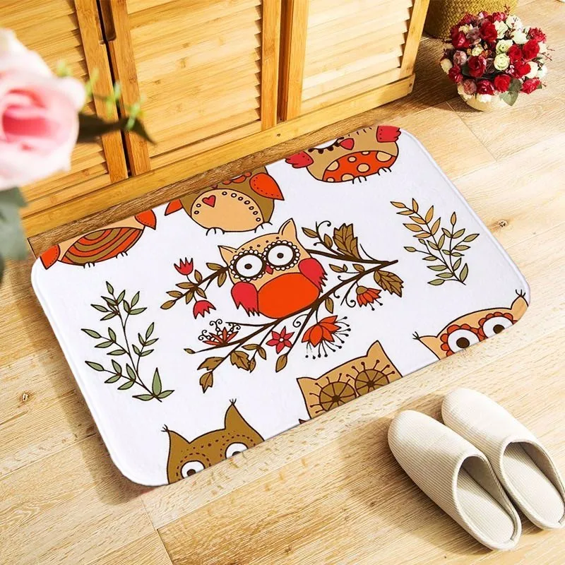 

40x60cm outdoor entrance doormat cartoon owl birds printed small area rug for bedroom kitchen hallway doormat anti-slip door mat