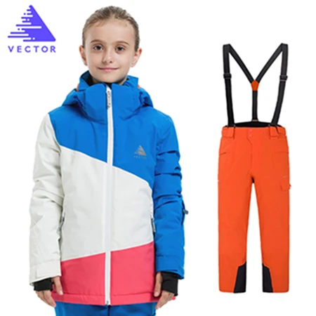 Векторный детский лыжный костюм; Водонепроницаемая Куртка для сноубординга; комплект со штанами; лыжный костюм; зимняя теплая одежда для детей; Одежда для мальчиков и девочек - Цвет: Grils  4