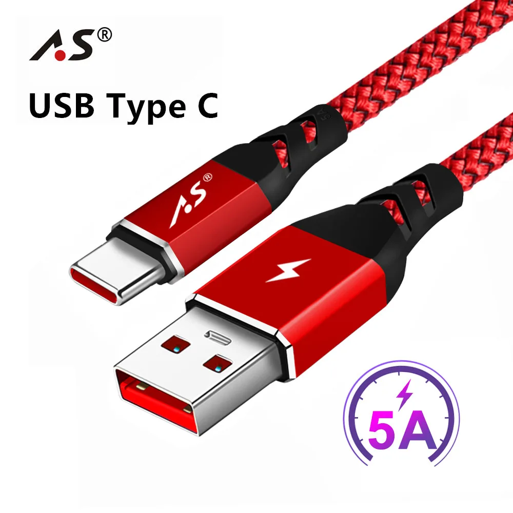 

A.S 5A USB Type C Cable For Huawei P20 Fast Charging Data Sycn Type-C Cable for Huawei Mate 9 TypeC Cable For Samsung S8 Xiaomi