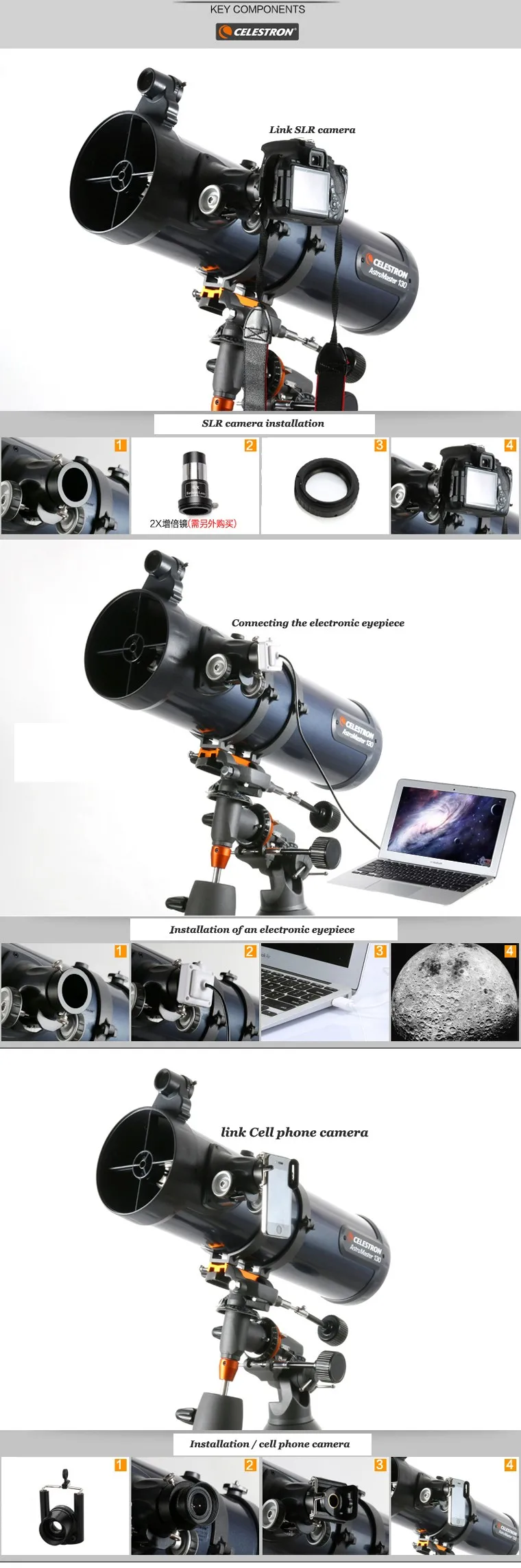 Новинка, астромастер 130EQ, рефлектор, астрономический телескоп, профессиональный, высокая мощность, высокое разрешение