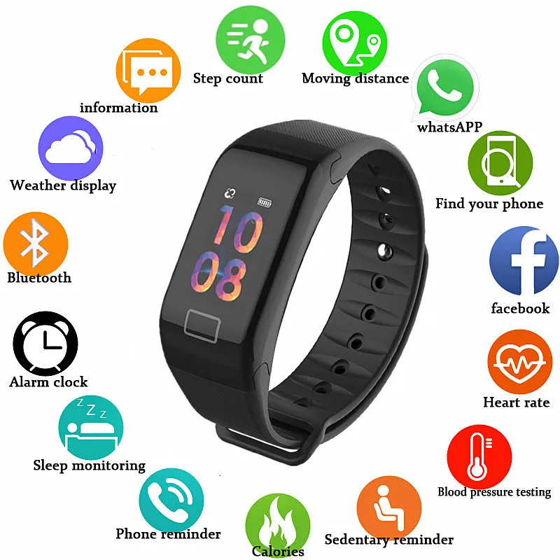 Color Screen Smart Watch Men Fitness Tracker Heart Rate Blood Pressure Monitor Sport Women Watches Smartwatch for Android iOS |