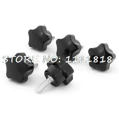 

5 x Black M6 x 20 Thread 32mm Dia Bakelite Star Knob Handle for Machine Tool