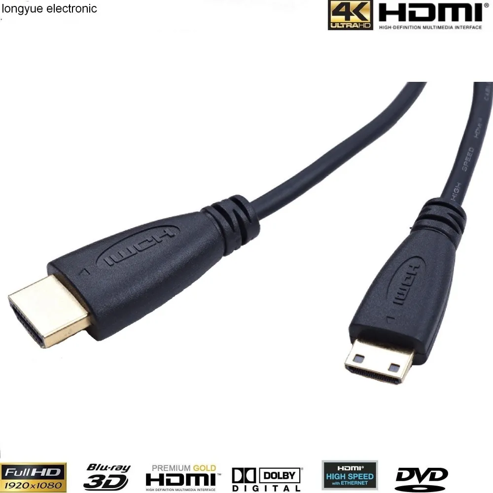 10 шт./лот 1.0 м 3ft 1.4 В Высокое качество Mini HDMI к HDMI кабель Lead C к позолоченные 3D HDTV белый или черный