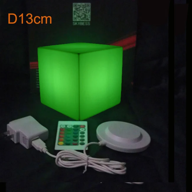 D10cm D13cm D15cm 10X15 D20cm RGB перезаряжаемый светодиодный настольный куб стул для бара KTV Pub пластиковый осветительный AC110-240V - Цвет: D13cm