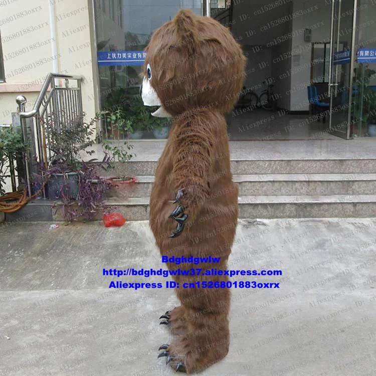 Длинный мех коричневый медведь гризли медведь Ursus arctos талисман костюм для взрослых, Герой мультфильма Новогодняя вечеринка, косплей ролевые игры zx803