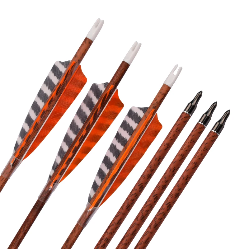 6 pcs 30 inch Turkey Feather Carbon Arrows Recurve Tradtional Bow