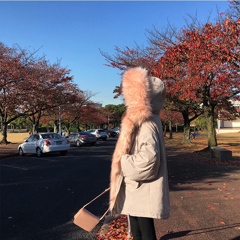 Grand Hair Femmes White Pink Coton Dames Down gray Col Hair Hair De white À Fourrure Mode Long En Capuchon 2019 Veste Manteau Parkas D'hiver Chaude Femelle yf7bgIYv6