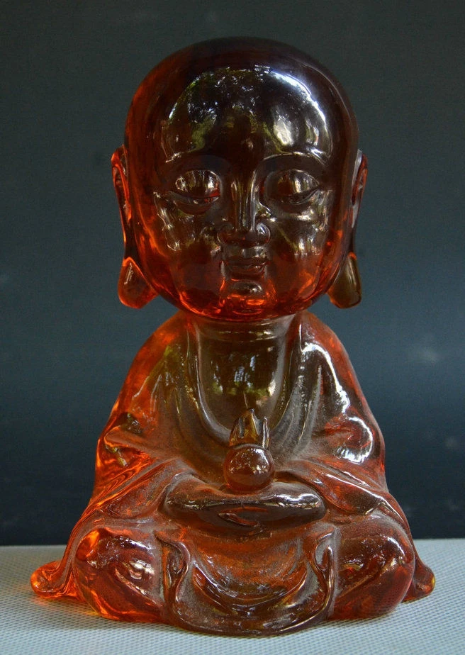 

China Buddhism Temple Amber Young monk Buddhist Monk Bonze Monk Shaveling Statue