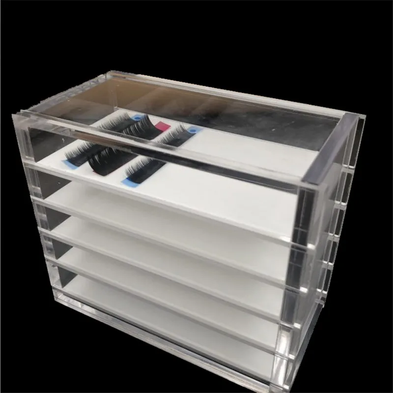 5 Layers Eyelash Storage Box Transparent Acrylic  Cosmetic Organizer Box Makeup Organizers Drawers Eyelashes Glue Pallet Holder (4)