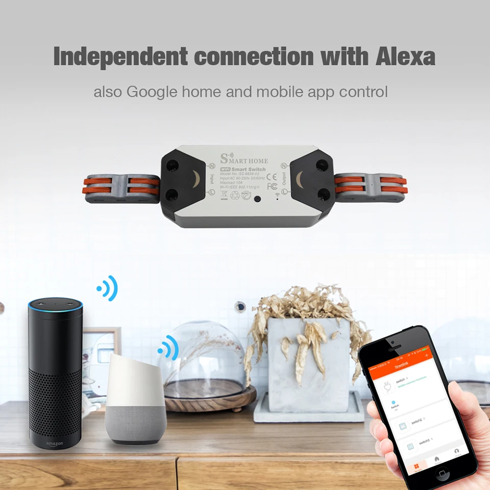 Lonsonho умный Wifi переключатель реле туя Смарт жизнь приложение быстрый выпуск установка работает с Google Home мини Alexa умный дом