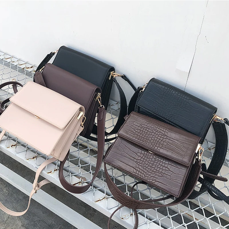 خمر التمساح النساء حقيبة الكتف واسعة حزام مصمم Crossbody حقيبة صغيرة رفرف أكياس عشاء مخلب محفظة Bolso femenino 2019