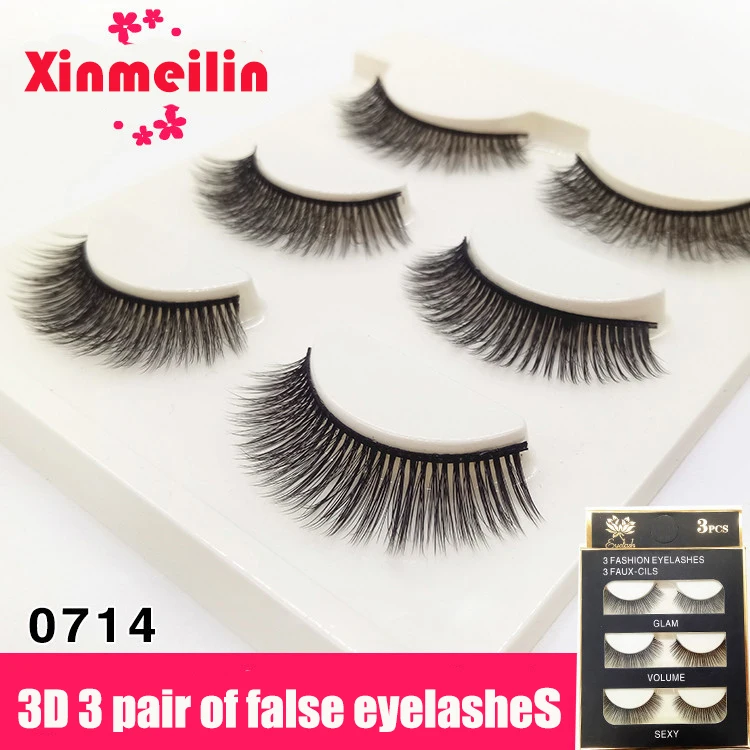 

Xinmeilin 3 pairs Handmade Black Terrier False Eyelashes 3D Multilayer Thick False Eyelashes Stage Makeup Eyelashes