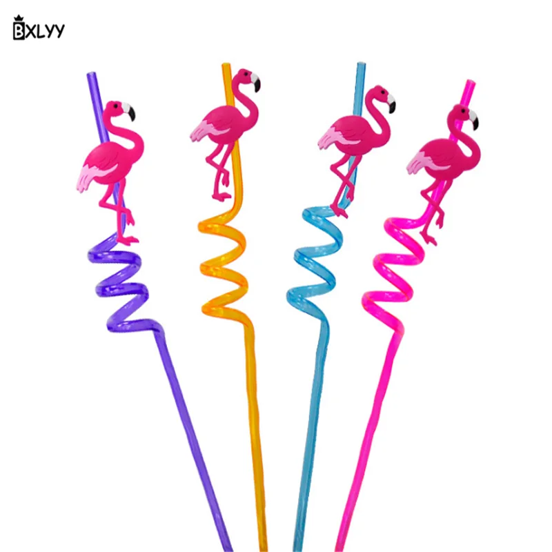BXLYY мультфильм соломы ПВХ единорог; Фламинго животных моделирование вечерние Соломы свадебные украшения бар Коктейльные рождественские украшения. 7z - Цвет: A