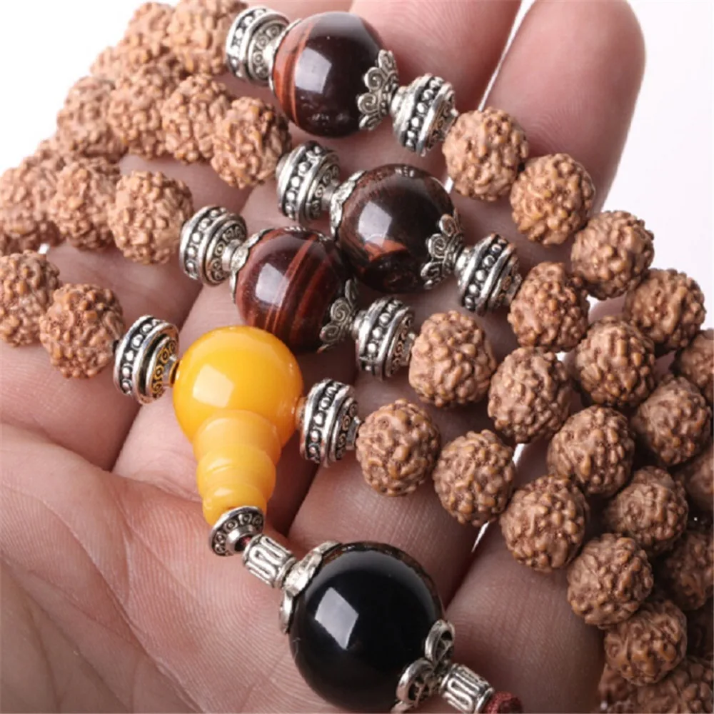 7/8/9 мм индонезийский натуральный 5 лепестков Rudraksha 108 молитвенный бисер Mala Nepal OM