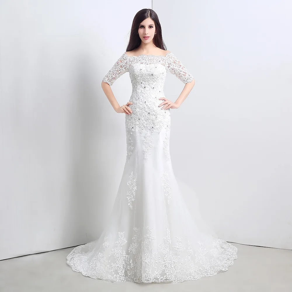 Real Picture Beteau Half Sleeve Mermaid Lace Lique Wedding Real Picture Beteau Half Sleeve Mermaid Lace Lique Wedding Dresses Bridal Vestido De Noiva Robe Mariage In From Weddings