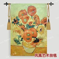 Hot 100% cotton beautiful tapestry Van Gogh-sunflower big 140*95cm Classical wall hangings fabric decoration H144