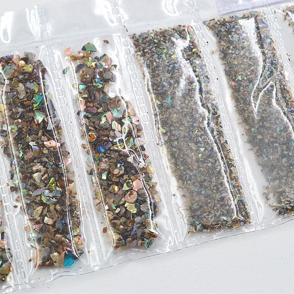 

1 pack Abalone Shell Fragments Texture Natural Sea Shell 3d Charm Nail Art Decoration Slice powder Salon Nail Decals Tools
